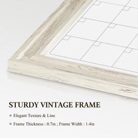 4 THOUGHT Whiteboard Calendar 36" x 24" Magnetic Dry Erase Board Wood Frame Wall-Mounted Monthly Planner White Board Decorative Notice Board for Office School Home, White Vintage