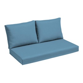 Arden Selections Outdoor Loveseat Cushion Set, 48 x 24, Water Repellent, Fade Resistant, Cushion Set for Couch, Bench, and Swing 48 x 24, French Blue Texture