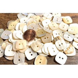 Unbranded 6 Fabulous Iridescent Cream Square River Pearl MOP Buttons 15mm 9/16" 12752