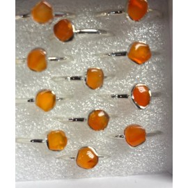 Natural Creations sterling silver stackable ring Size 5 Carnelian Raw