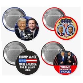 Trump Vance 2024 buttons - 4-pack (2.25 inches) - Trump Vance 2024 pins (Package of 4)