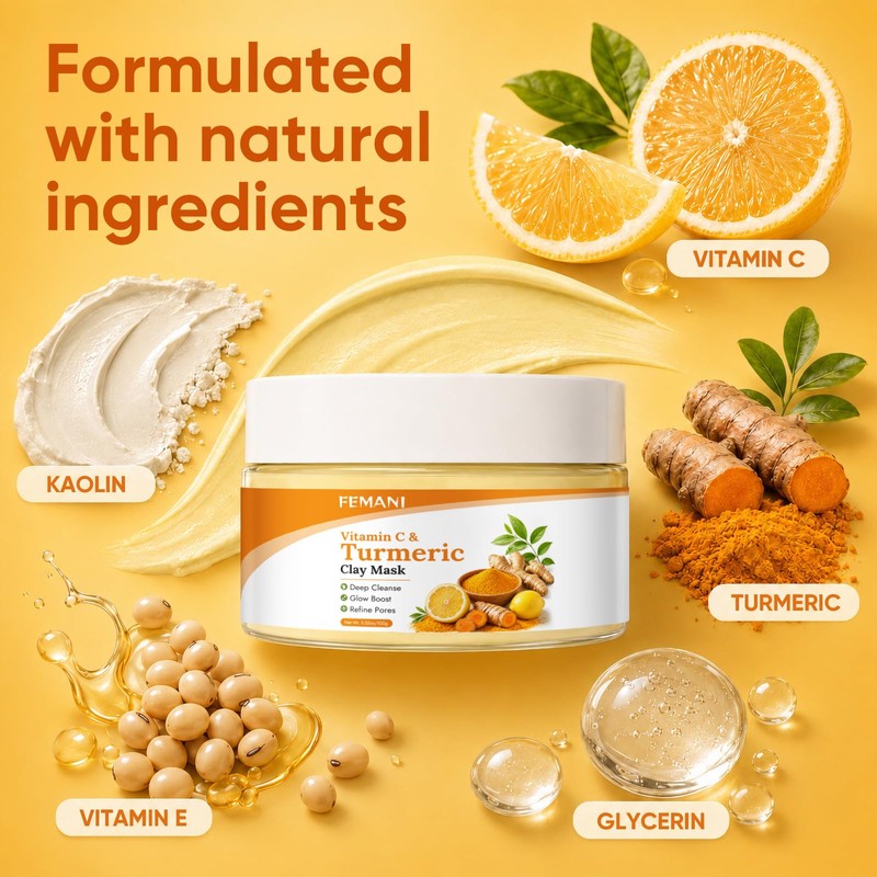 4Pcs Turmeric Skin Care Set- Soap Bar, Facial Cleanser, Toner