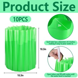 Adnee 10 Pack Insulating Plant Protective Cover - 18.3 x 18.3 Inch Water Freeze Protects Plants - Early Season Plant Insulators for Winter Frost Protection(10, Green)