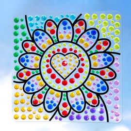 Suncatcher Kits for Girls 6 7 8 9 10 Years Old, DIY Diamond Painting Flower for Children from 6 Years, 5D Gemstone Stone Window Art Craft Sticker Kit for Boys as Christmas Birthday