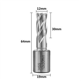 Shank HSS Annular Drill Bit 12-42x30mm TiN Coated Hollow Drill Bit for Metal Cutting Weldon Shank Core Drill Bit