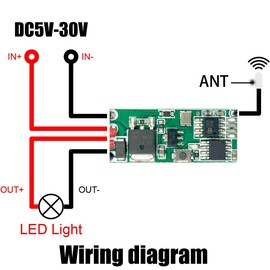 VONVOFF Wireless Lights Switch and Receiver Kit 2 Way,No Wiring Mini Remote ralay Switch,No WiFi Needed, DC5V/12V/24V/5A/164ft Remote Control Lighting Fixture for Led Light,Ceiling Lights,Lamps,Fan.