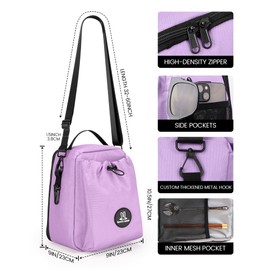 Sports Rabbit Insulated Lunch Bag for Women – Front Pocket Compatible with 40/30OZ Owala Bottles – Leakproof Cooler Tote, Water-Resistant Wax-Coated Oxford – Perfect for Work, Travel, Picnics (Purple)