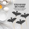 Halloween Glitter Bat Cupcake Toppers Black