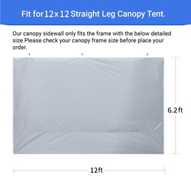 CROWN SHADES SunWall Silver Coated for 12x12 Pop up Canopy Tent, 1 Pack Sidewall Only with Silver Coating (1 Pack, White)
