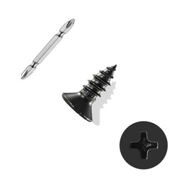 ANCHOREASE M4×12mm Wood Screw 400Pcs, Black Carbon Steel Self Tapping Screws, Flat Head Phillips Fast Self Tapping Screws