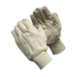 PIP 90-908I Knitwrist Cuff Natural Cotton Canvas Fabric Cut Resistant Gloves; Ladies, White; 12 PR/DZ