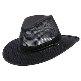 Henschel Aussie Mesh Breezer Hat - Packable Sun Protection for Outdoor Activities. Ideal for Hiking, Fishing & Camping. (US, Alpha, Medium, Black)