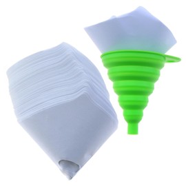 LUORNG 100pcs Paint Filters, 100 Micron Disposable Filter Cone Paint Strainers for Automotive Spray Painting, Art Painting, Edible Oil Filtration, with 1 Silicone Funnel Filter