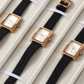 Papten Watch Tray 6 Slots Watch Holder Organizer Necklace Bracelet Bangle Storage Tray For Men Women（Beige Linen）