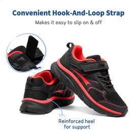 DREAM PAIRS Zapatillas Deportivas para Correr EZ-Ons Tenis para Niños y Niñas,Size 22.5 cm,Negro/Rojo,SDRS2326K