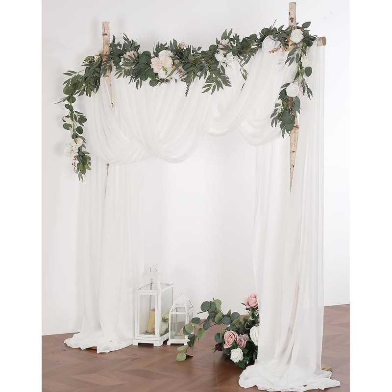 Tewechinb 2 Panels 24Ft Extra Long Wedding Arch Draping Fabric,
