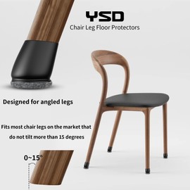 YSD 16PCS Silicone Floor Protectors, 1.25 inch Black Chair Caps for Tilt Legs, Hardwood Floor Protectors with Felt Pads