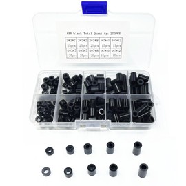 QuickYen ABS Nylon Spacers, Set of 200, Nylon Round Spacers, Round Hollow for M3 and M4 Screws, Insulated, Flame Retardant, Durable, Smooth, Equipment Maintenance, Electronic Board Fixing, Storage