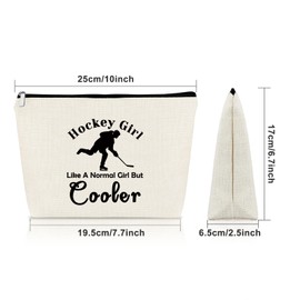 Sazuwu Hockey Gifts for Girls Makeup Bag Hockey Lover Gifts Hockey Team Gifts for Friend Ice Hockey Player Gifts Cosmetic Bag Hockey Team Mom Appreciation Gifts Birthday Graduation Gifts