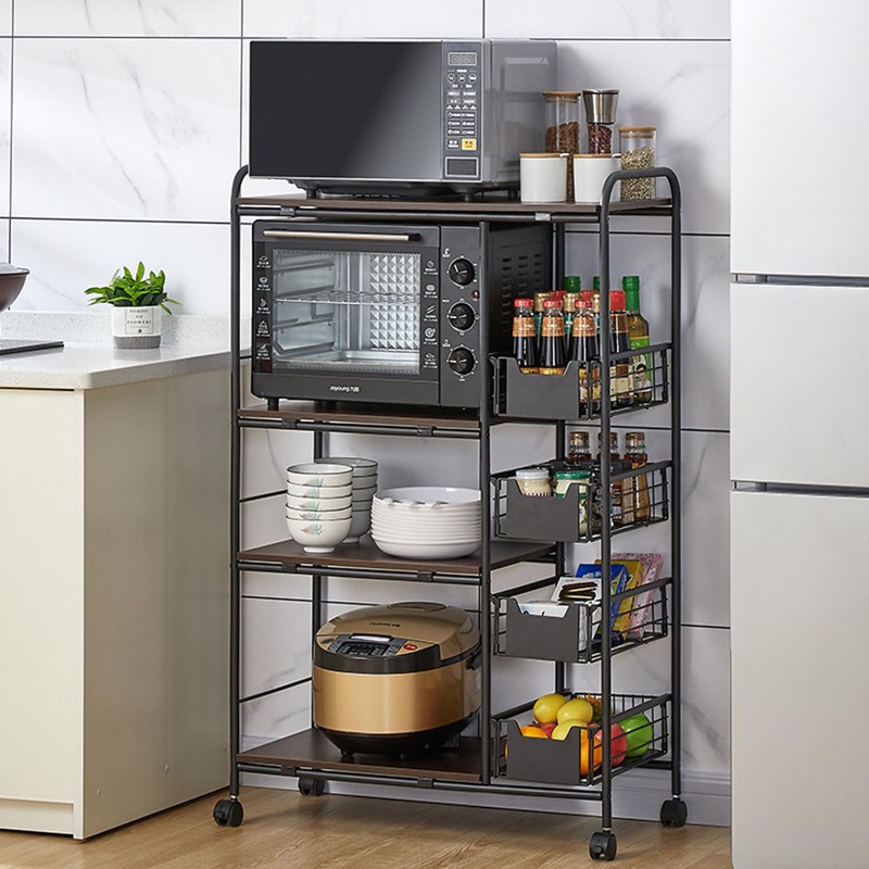 ILWorkTLs 4-Tier Free Standing Kitchen Bakers Rack,Kitchen Cart with 4
