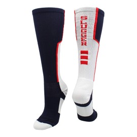 MadSportsStuff Slugger Over the Calf Baseball Socks (Navy/Red/White, Small)