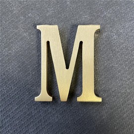 1.77 Inch Height Self Adhesive Solid Brass English Letters 4.5CM Wall sticker Gold Mail Box Numbers House Address Numbers Shop Studio Name DIY Combination For Wall Home Decor Hardware (Letter M)