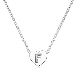 SBI Jewelry Heart Letter Alphabet Ladies Silver Necklace Initial Choker Friends Family Birthday Mothers Day