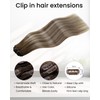 LaaVoo Clip in Hair Extensions Real Human Hair Light Brown