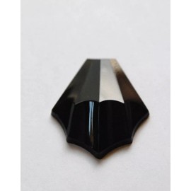 Yummy Treasures Vintage German Large Black Scalloped Glass Stone Cabochon cab048M