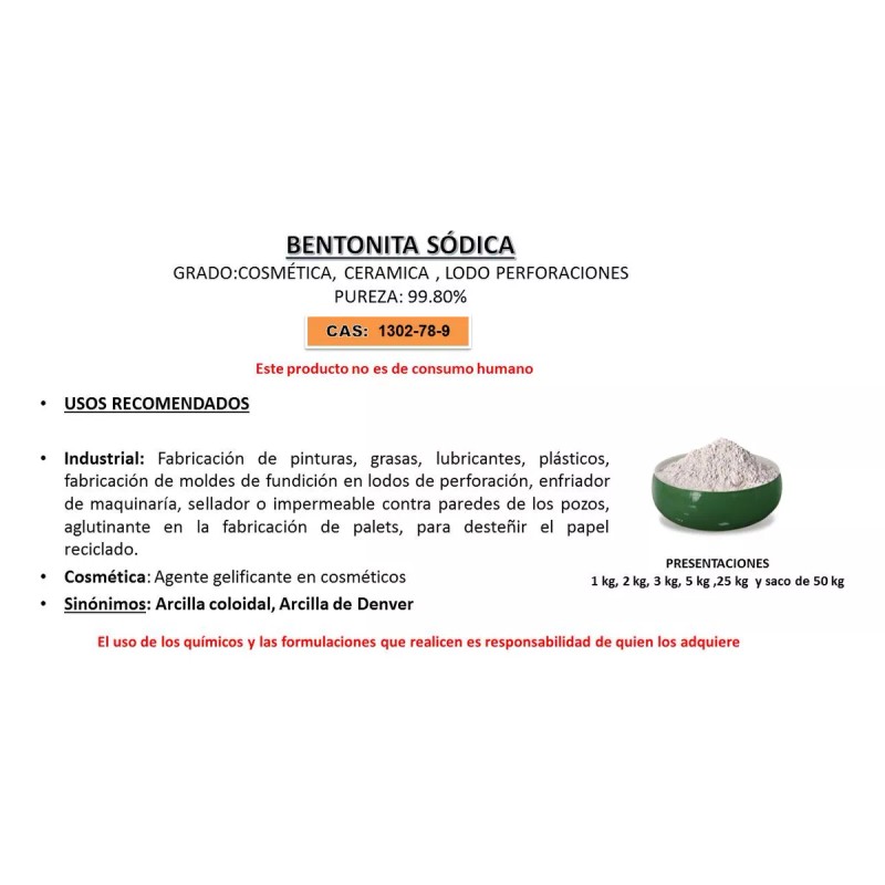 CONSORCIO QUIMICO INDUSTRIAL Bentonita Sódica 2 Kg