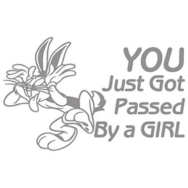 You Just Got Passed by a Girl Funny Woman Road Slow Driver Vinyl Decal Sticker (PG-03) (Silver, 11 inches x 6.8 inches)