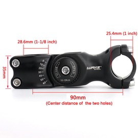 CYSKY Adjustable Bike Stem 25.4 90mm 110mm 0-60 Degree Adjustable MTB Stem Bike Handlebar Stem Riser for Mountain Bike, Road Bicycle, MTB, City, Cycling (25.4 x 90mm)