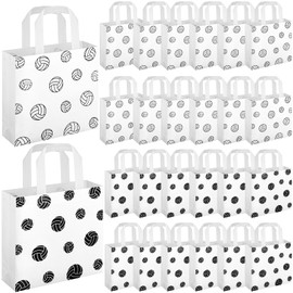 Sweetude 24 Pcs Volleyball Gifts Bags Non-woven Sport Party Favor Bags with Handles 8.7 x 8.7 Inches Ball Themed Goodies Candy Treat Packing for Sports Birthday Baby Shower Party Supplies
