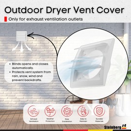 Steinberg14 Dryer Vent Cover Outside 4 inch - Louvered Outdoor Dryer Vent Cover - ABS Plastic Exhaust Ventilation Grille with Shutters and Built-in Screen - White HVAC Air Vents for Wall