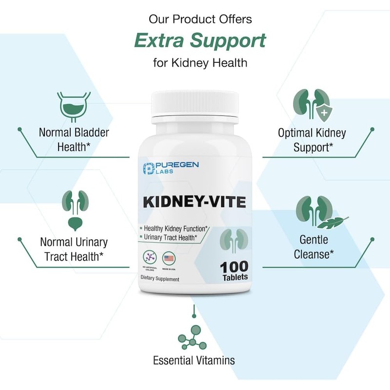 Puregen Labs Kidney-Vite | Premier Kidney, Renal Support | Non-GMO,