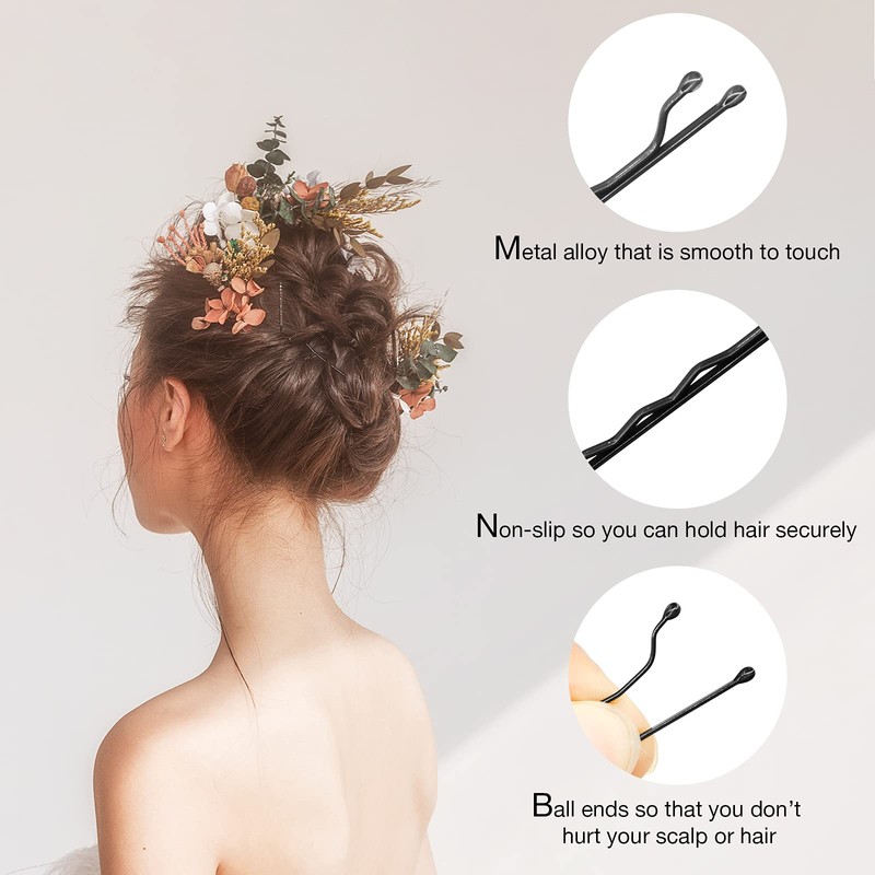 HOYOLS Black Bobby Pins, 5 CM Hair Styling Pins 100