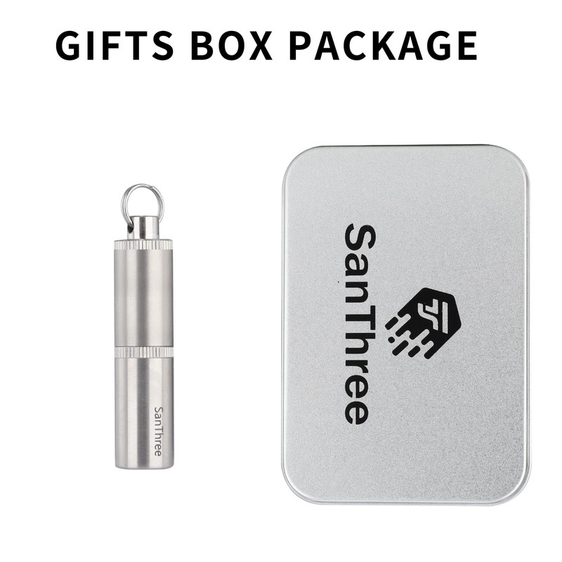 SanThree Keychain Pure Titanium Pill Holder Case, Portable Small 2