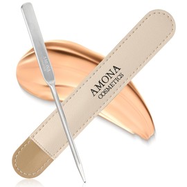 AMONA Spatula Surgical Stainless Steel 【Supervised by a beauty dermatologist】 For Makeup & Cream Skincare Cosmetics Tool Palette with Storage Leather Case