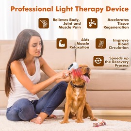 Terapia de Luz Roja para el Cuerpo - Dispositivo de Alivio del Dolor, Portátil de Mano para Dolor en Hombro, Espalda, Músculos, Rodillas y Articulaciones, Blanco(3*808nm + 4*650nm + 3*590nm + 3*477nm)