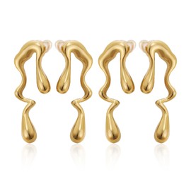 2 Pairs of Earrings, Irregular Earrings, Long Pendant Earrings, Stainless Steel Earrings, Design Earrings, Geometric Earrings, Jewellery Gifts for Women and Girls