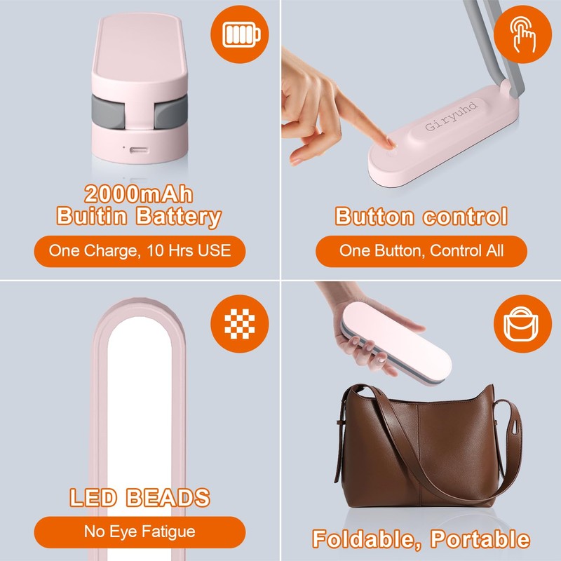 Giryuhd LED Desk Lamp for Office Home & Battery Operated