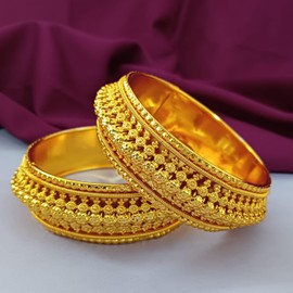 Efulgenz Mothers Day Gift Indian Bangles for Women Indian Style Bollywood Traditional Wedding Bridal Bracelet Bangle Set Jewelry (2-4, Style 6 Gold (Set of 2 Pcs)