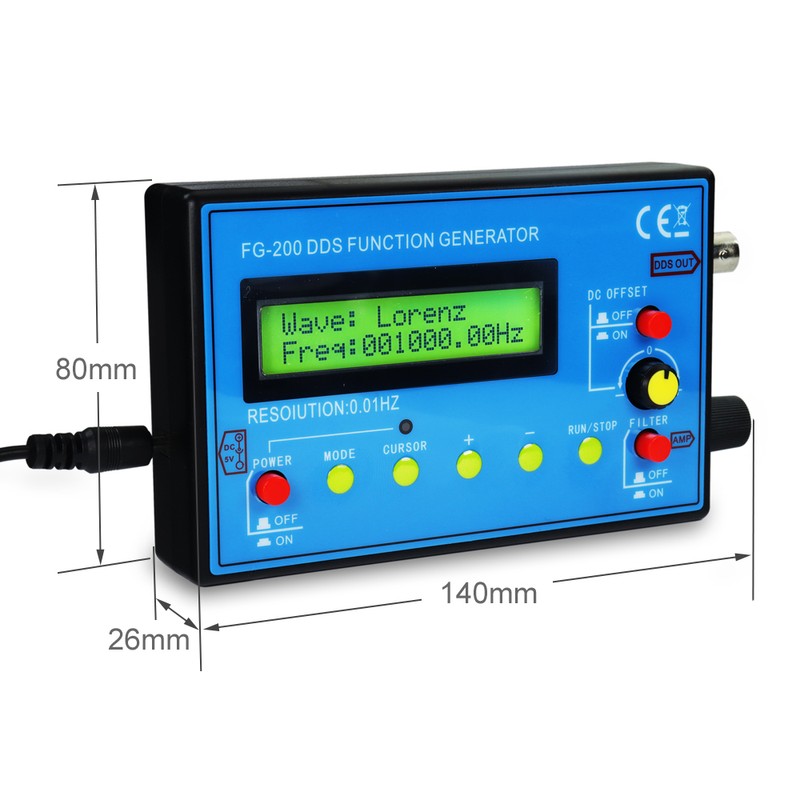 FG-200 DDS Function Signal Generator Frequency Counter 0.01Hz - 500KHz