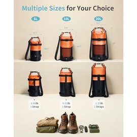 ECOHUB Bolsa Seca Impermeable para Hombres y Mujeres, 5L/10L/20L, Ligera, con Tapa Enrollable, para Viajes, Kayak, Senderismo, con Funda Impermeable p