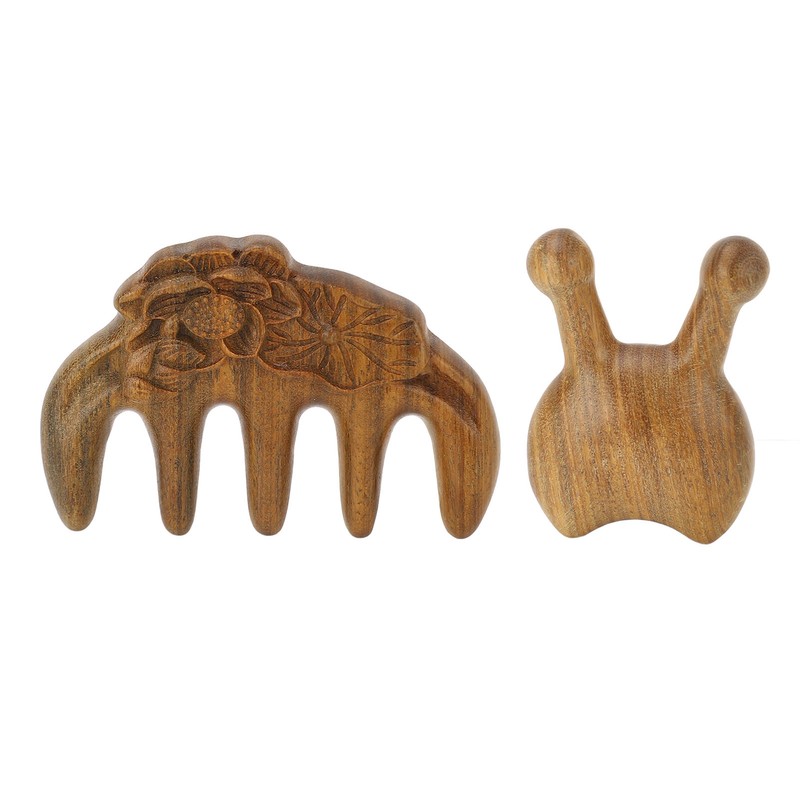 Massage Hair Comb Head Scalp Meridian Comb Y Shape Wooden