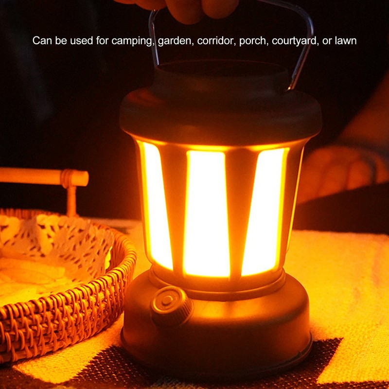 Camping Lantern Solar Powered USB Rechargeable Stepless Dimmable Retro Style