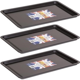 Non-Stick Baking Tray for Oven, Set of 3 Baking Trays, Oven Trays Non Stick Oven Tray (32x23x1.5 cm)