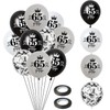 Balloons 65 Years Birthday Women Men Decorations 32 Pieces Black Silver White Latex Balloons 65 Years Birthday Deco 65 Years Woman Birthday Balloons Decoration 65 Years Man