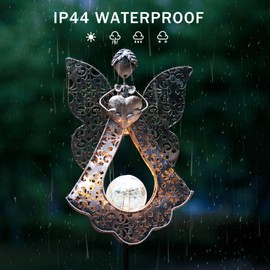 KAIXOXIN - Luces LED solares de estaca para jardín, metal cálido, regalo conmemorativo, perfecto como regalo de recuerdo y simpatía (ángel bronce)