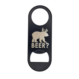 Beer Bear Black Metal Keychain Bottle Opener